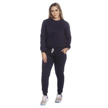 Imagem de Conjunto Moletom Feminino Masculino Gola Careca Blusa + Calça Confortá