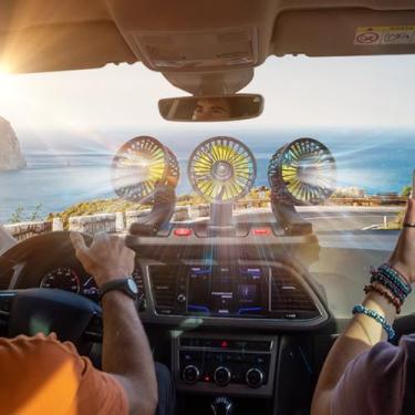 Imagem de HUENLYEL Ventilador de banco traseiro de carro para crianças no banco traseiro, ventilador de encosto de cabeça para banco traseiro, ventilador de carro USB para banco traseiro de carro crianças