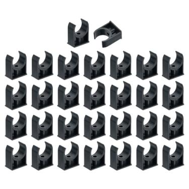 Imagem de uxcell 30 peças de grampos de tubo de água de PVC, fivelas de mangueira de tubulação em forma de U, suporte de tubo de irrigação para 32 mm OD para bandejas de TV, tubulação, tubo de suporte de