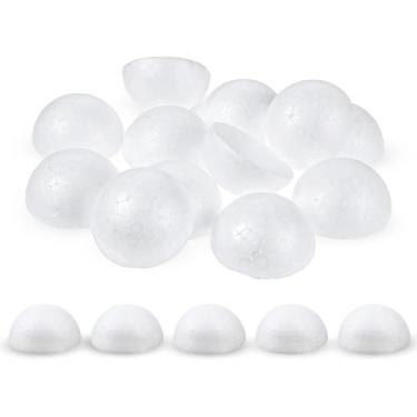 Imagem de Meia esfera de espuma de 5 cm, 12 peças de meias bolas de espuma branca para artesanato, bola de isopor hemisférica de espuma sólida lisa bola de artesanato para decoração de Natal e projeto de