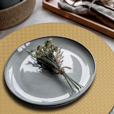 Imagem de 12 Jogo Americano Redondo Sousplat Mesa Posta Luxo Trm Vr (BEGE claro escuro palha marfim areia - TRAMA REDONDO)