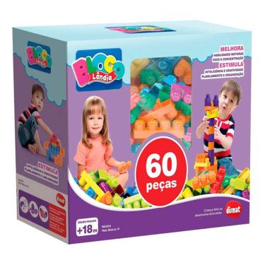 Imagem de Blocos De Montar Blocolândia Colorido 60 Peças Dismat MK404