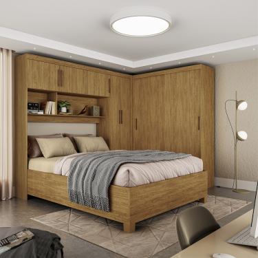 Imagem de Quarto Modulado Casal com Cama 7 Portas Belém Carioca Móveis - Cinamomo
