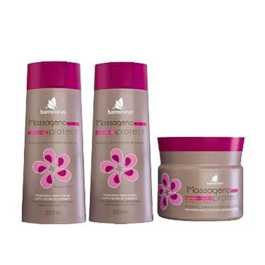 Imagem de Shampoo + Condicionador + Máscara para Cabelos Ressecados, com Frizz e sem Vida barrominas Massageno Protect