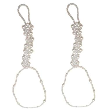 Imagem de Tornozeleira de pérola descalço sandália tornozeleira corrente pulseiras joias para pés para mulheres e meninas 1 par de calçados