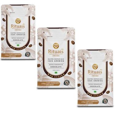 Imagem de Café em Grãos 3 Corações Rituais Chocolate Kit 3 Pacotes de 250g - Trê