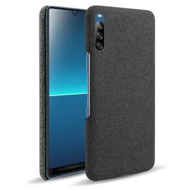 Imagem de Capa para Sony Xperia L4,Capa desenhada em lona,Case Protetora Ultrafina com Empunhadura Macia,Design em Tecido Antichoque e Antiarranhões-Black