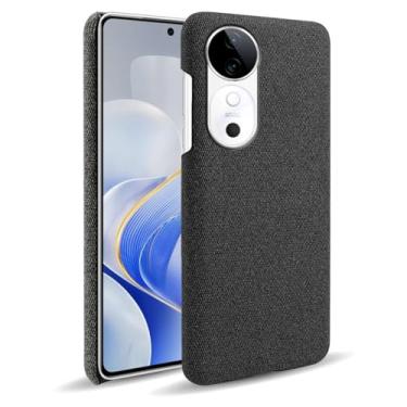 Imagem de Capa para vivo S19 5G,Capa desenhada em lona,Case Protetora Ultrafina com Empunhadura Macia,Design em Tecido Antichoque e Antiarranhões-Black