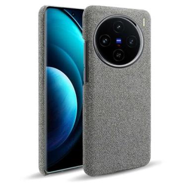 Imagem de Capa para vivo X100,Capa desenhada em lona,Case Protetora Ultrafina com Empunhadura Macia,Design em Tecido Antichoque e Antiarranhões-Gray