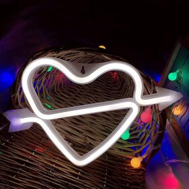 Imagem de LINJIA Love Neon, Dia dos Namorados Night Light Heart Neon logótipo LED Decoration Night LIGHT USB/Battery Birthday Party Room Decoration (branco)