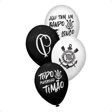 Imagem de Balão Corinthians 8 Polegadas 20 Bexigas pra Decorar Festa de Aniversá