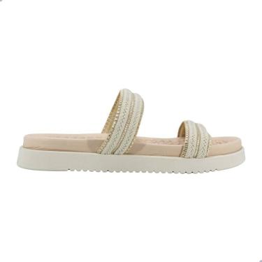 Imagem de Tamanco Feminino Modare Tira Pronta Creme e Dourado