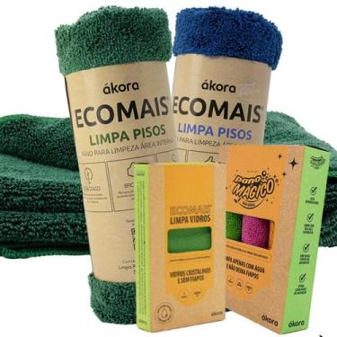 Imagem de Kit Ecomais Akora 2 Pano Limpa Piso Área Interna 1 Piso Limpa Vidros 3