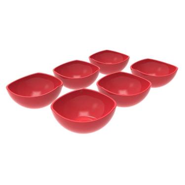 Imagem de Conjunto 6 Potes de Sobremesa Doces 265ml Plástico Trio Crippa Vermelho