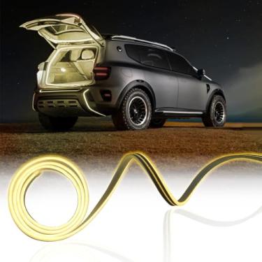 Imagem de NHHEO Fita de LED para porta-malas, faixa de luz neon à prova d'água de silicone IP67 de 158 polegadas embutida, corte flexível, luzes interiores automotivas universais (âmbar)