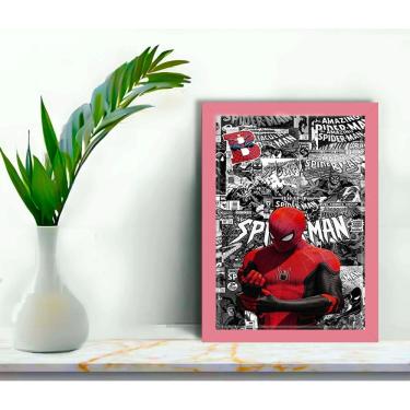 Imagem de Quadro Decorativo Spider-Man Paper + Vidro 33x25 Sala Quarto