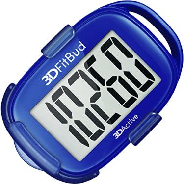 Imagem de Pedômetro 3D 3DFitBud simples para caminhada com clipe e cordão, A420S (azul royal)