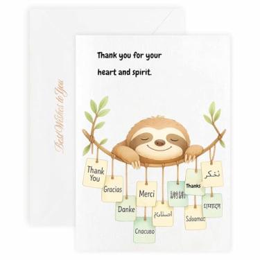 Imagem de MAGJUCHE Cartão de agradecimento para Step Son – Selo e envelope de cera elegante, papel de 300 g/m², impressão vívida de 600 DPI, 12 x 17 cm, design de preguiça