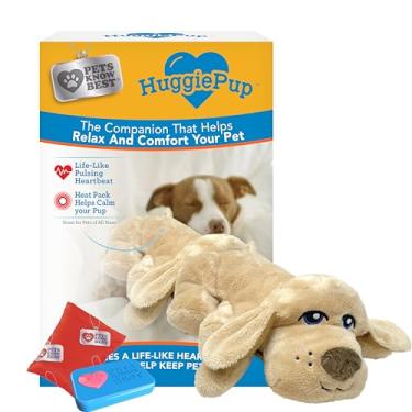 Imagem de HuggiePup by Pets Know Best- brinquedo de auxílio comportamental para filhotes, ótimo para treinamento de gaiola - batimentos cardíacos pulsantes, pacote de aquecimento - cachorro dourado