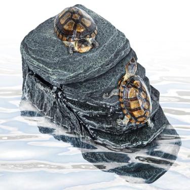 Imagem de CAVACHEW Filtro de tanque de tartaruga 50 litros, plataforma de aquecimento de tartaruga com degraus de escalada, terrário de 5 W e filtragem de água de aquário para rãs, tritões, répteis aquáticos,