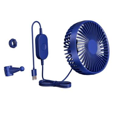 Imagem de FLCPJGV Fã de carro USB, 3 velocidades ajustáveis, banco traseiro de 12V 24V Fã de circulação de ar para van, Azul
