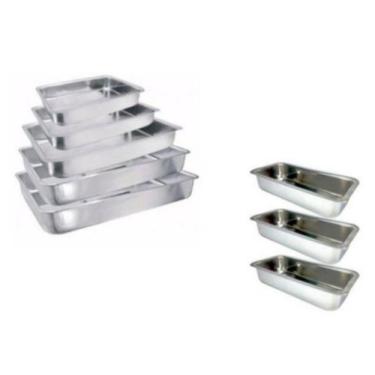 Imagem de Conjunto Assadeira Retangular Alta + 3 Assadeiras Pão Caseiro / Bolos 