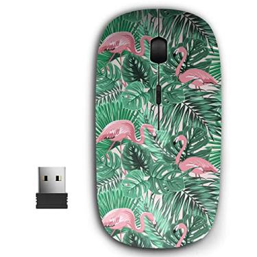 Imagem de Mouse sem fio USB ergonômico 2,4G ergonômico para PC, laptop, computador, notebook com nano receptor (textura tropical exótica)