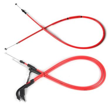 Imagem de zurio Cabo do acelerador e cabo de embreagem para Suzuki GSXR 1000 2017-2024, acessórios de substituição de motocicleta, linhas de fio inoxidável, borracha laranja