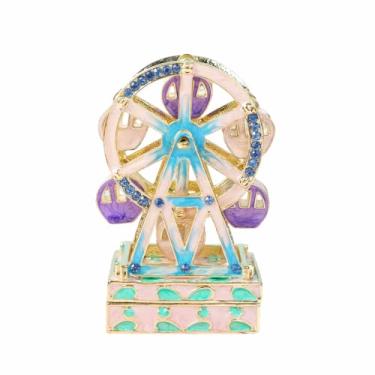 Imagem de Caixa de bugigangas em forma de roda gigante, dobradiça, pequenas caixas de joias pintadas à mão, presente de artesanato para mulheres