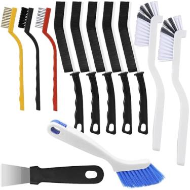 Imagem de Escova de limpeza de fendas, 12 peças, escovas de limpeza profunda de cerdas rígidas, suprimentos para uso doméstico, cozinha, banheiro, canto, argamassa, pia, xícara, bule, garrafa, liquidificador