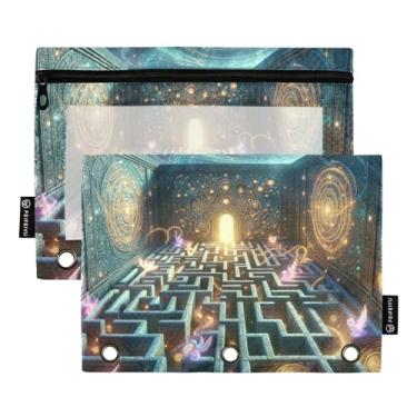 Imagem de Bolsa de fichário transparente Magic Maze pacote com 2 materiais de escritório de grande capacidade