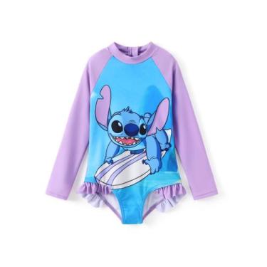 Imagem de Roupa de banho Disney Stitch One Piece de manga comprida UPF 50+ para 