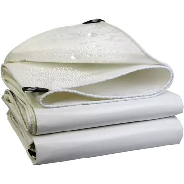 Imagem de Tampa de lona de PVC branca grossa com ilhós de metal ilhós e bordas reforçadas para dossel, tenda de telhado, barco, pátio, trailer, piscina ou camping - tarpaulina multiuso, uma cor, 2x4m
