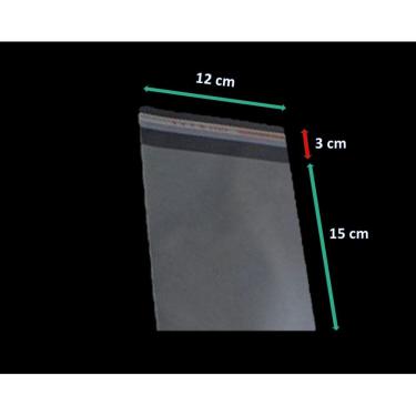 Imagem de Saco Adesivado Plástico Transparente Vabene 12x15+3cm 500 Unidades