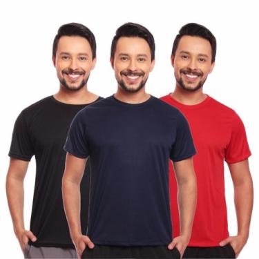 Imagem de Kit 3 Camisas Masculina Manga Curta Dry Fit Proteção Uv - Brás e Cia, 