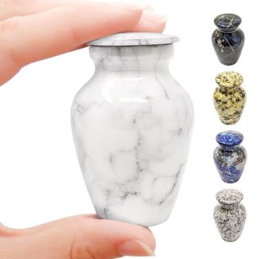 Imagem de KC KATIE COLLECTION BY URNSELLER urna de cremação pequena lembrança para cinzas humanas em alumínio com acabamento em mármore | mini urna funerária pessoal de metal para cinzas humanas ou de