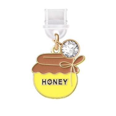 Imagem de ELISE & FONDA Porta de carregamento tipo C TP652, plugue antipoeira, pequeno pote de mel, pingente de celular para iPhone 15/16/Samsung/OnePlus/Xiaomi/oppo telefones Android (amarelo), approx. 2.1 cm