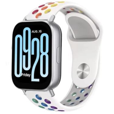 Imagem de Pulseira de Silicone para Redmi Watch 5 Active, acessórios de relógio inteligente, cinto de substituição (White rainbow color)