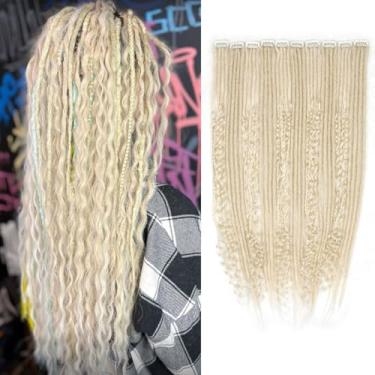 Imagem de POUWENEY - Conjunto Completo De 10 Extensões Dreadlock Com Clipe, Dreads Sintéticos 24" Feitos À Mão, Macios (Loiro, Clipe 40 Fios)
