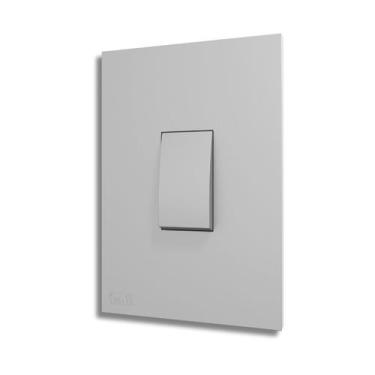 Imagem de Conjunto Interruptor 1 Tecla Paralela Vertical Com Placa Cor Cinza Gra