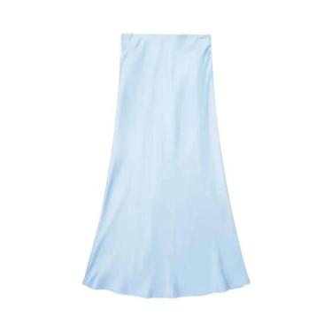 Imagem de Saia Longa de Cetim Y2K - Cintura Alta, Elegante e Midi, XS, Azul