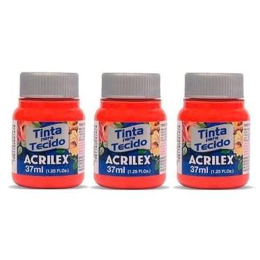 Imagem de Tinta Para Tecido Fosca Acrilex 37ml 3 Unidades Artesanato Fixação Frio Alta Cobertura – Fixação a Frio e Alta Cobertura Com Acabamento Fosco, Este Kit É A Escolha Perfeita Para Quem Busca Qualidade (Vermelho Vivo 541)