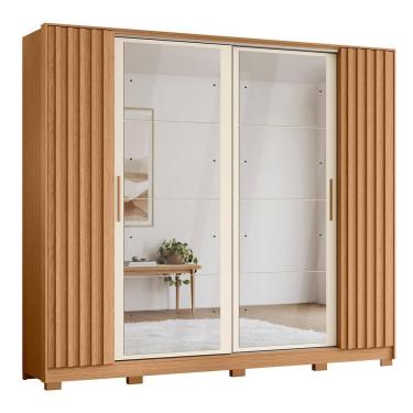 Imagem de Guarda Roupa Casal Jacarandá 4 Portas Flex Freijó-off White Com 8 Espelhos - Móveis Albatroz Freijó-off White