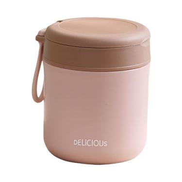 Imagem de ＫＬＫＣＭＳ Pote de Sopa com Tampa e Colher, Recipiente para Almoço Térmico, Rosa