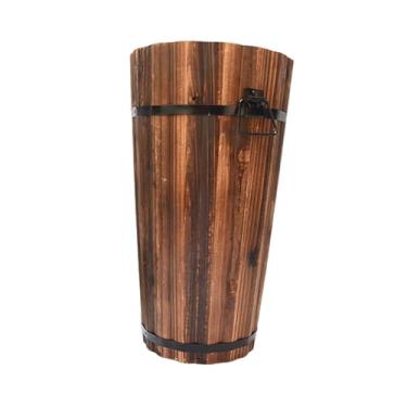 Imagem de Fenteer Balde de madeira para vasos de plantas, vasos de pátio rústicos para plantas de jardim, de flores, Style a, L