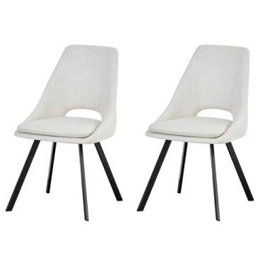 Imagem de Kit 2 Cadeiras Nora Rivatti 48 cm (Largura) Estofado em Tecido Off Whi