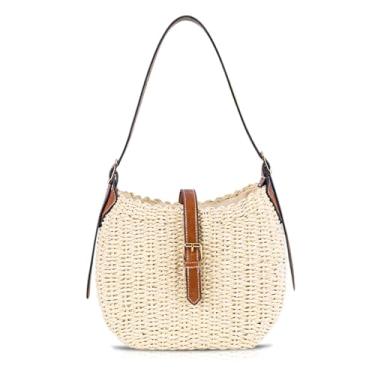 Imagem de QTKJ Bolsa de praia de palha para mulheres, sacola de grande capacidade, bolsa de mão para férias, viagens, uso diário (estilos 322