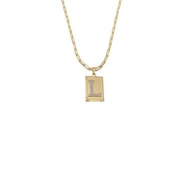 Imagem de Cordão 60Cm Masculino Feminino Pingente Letra L Banhado Ouro - Anaisa 
