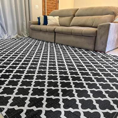 Imagem de Tapete Jacquard 2,00 m x 3,00 m Antiderrapante Geométrico Sala Escritório Quarto(Arabesco Preto-1,00 x 135)