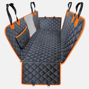 Imagem de Capa Protetora para Banco Traseiro de Carro, Impermeável para Pets, Design Acolchoado 4 em 1, Cinza e Laranja